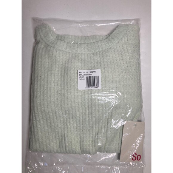 SO Girls Green Top Waffle Knit L Sleeve W/ Front Tie Size S (7) NWT Retails: $28 - Picture 2 of 2